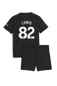 Manchester City Rico Lewis #82 Jalkapallovaatteet Lasten Vieraspeliasu 2025-26 Lyhythihainen (+ Lyhyet housut)